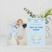 Nieuw bij de bemanningsfoto Schattige Elephant Bab Aankondiging (Staand voorkant)