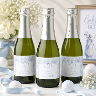 Nieuw bij de Club Boy Blue Golf Baby Shower Sparkling Wijnetiket