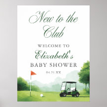 Nieuw bij de Club Golf Baby Shower Welkom Bord