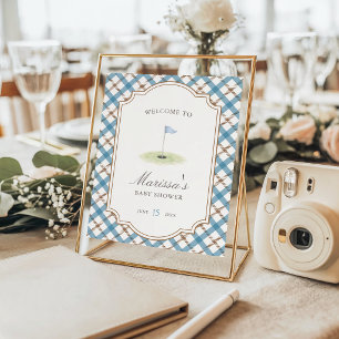 Nieuw bij de Club Golf Blauwe & Bruine Baby Shower Poster
