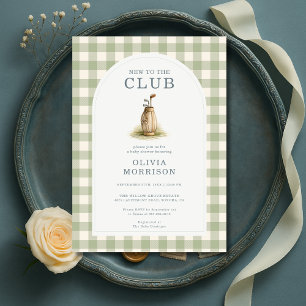 Nieuw Bij De Club Golf Gingham Baby Shower Kaart