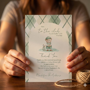 Nieuw Bij De Club Golfbeer Baby Shower Bedankkaart