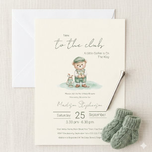Nieuw Bij De Club Golfbeer Baby Shower QR Code Kaart