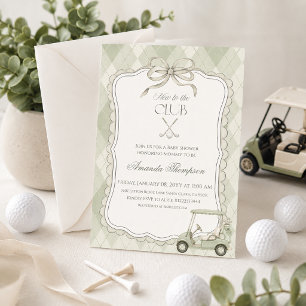 Nieuw bij de Club Golfkar Baby Shower Kaart