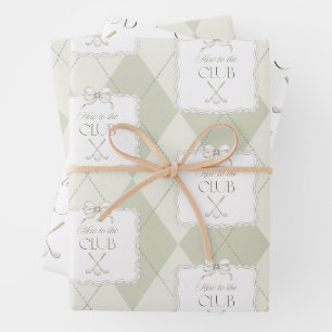 Nieuw Bij De Club Olijfgroene Golf Baby Shower Inpakpapier Vel