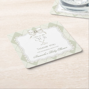 Nieuw Bij De Club Olijfgroene Golf Baby Shower Kartonnen Onderzetters