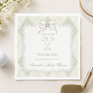 Nieuw Bij De Club Olijfgroene Golf Baby Shower Servet