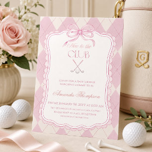 Nieuw bij de Club Roze Golf Baby Shower Kaart