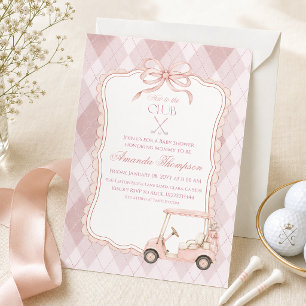 Nieuw bij de Club Roze Golfkar Baby Shower Kaart