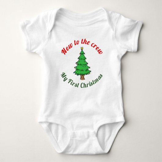 Nieuw bij de crew Eerste Kerstoutfit baby Romper (Voorkant)