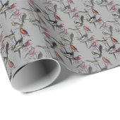 Nieuw Birds patroon accessoires, vintage kunst gri Cadeaupapier (Rol Hoek)