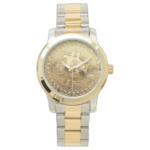 NIEUW Bitcoin 13.88 Tilt Two Tone Gold SS Horloge