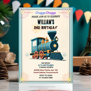 Nieuw Blauw Kinder Jongens Vintage Twee Trein 2e V Kaart