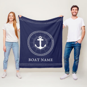 Nieuw blauw wit Anker Aangepast Fleece Deken