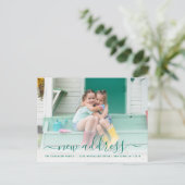 Nieuw Blauwgroen script voor adresfoto Briefkaart (Staand voorkant)