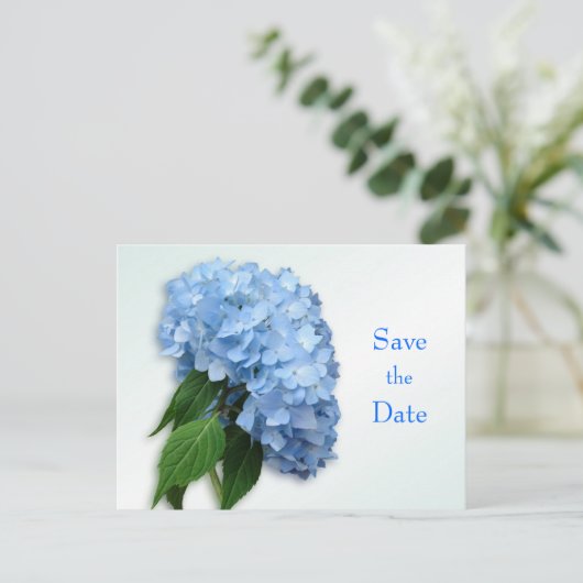 Nieuw Blue Hydrangea Wedding Save the Date Briefka Aankondigingskaart (Staand voorkant)