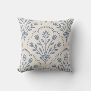 Nieuw boerderij blauw bloemmotief met schelprandpa kussen