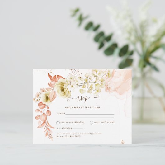 NIEUW! Boho bloemen bruiloft bewaar data Briefkaart (Staand voorkant)