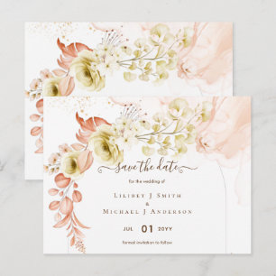 NIEUW! Boho Bloemen Bruiloft Data Bewaren Kaarten