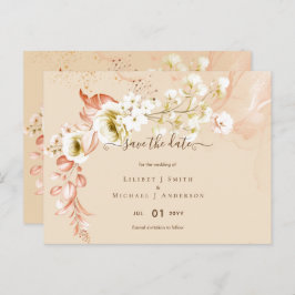 NIEUW! Boho Bloemen Huwelijk Data Opslaan Briefkaart