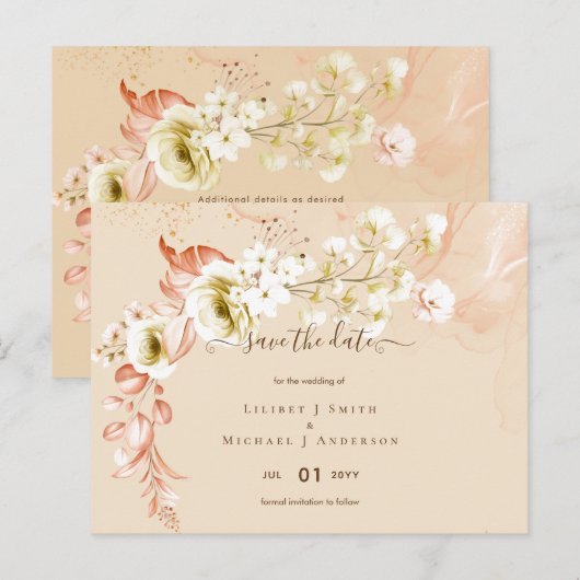 NIEUW! Boho Bloemen Huwelijk Data Opslaan Briefkaart (Voorkant / Achterkant)