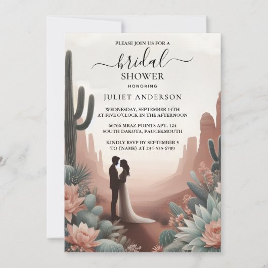 Nieuw Boho Leaf Desert Cacti Succulent Vrijgezelle Kaart (Voorkant)