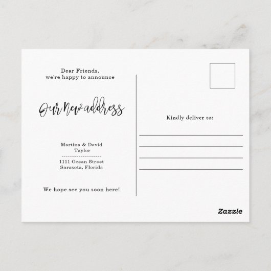 Nieuw Briefkaart voor kennisgeving thuisadres (Achterkant)