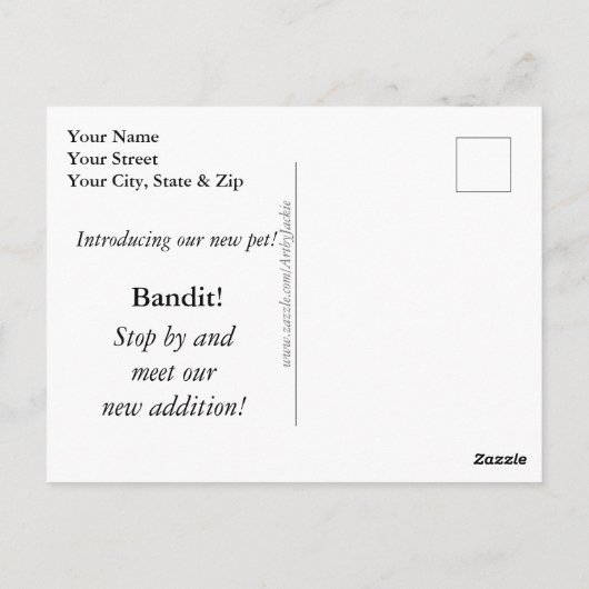 Nieuw Briefkaart voor kennisgeving van gezelschaps (Achterkant)