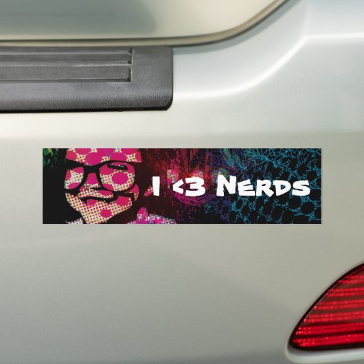 NIEUW! Bumpersticker "I <3 Nerds" (Op auto)