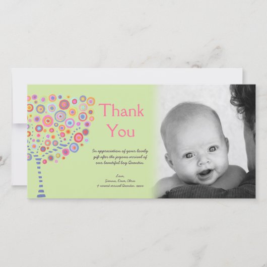 Nieuw cadeau voor baby bij aankomst Dank je fotoka Bedankkaart (Voorkant)