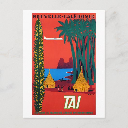 Nieuw Caledonia Vintage Poster hersteld Briefkaart (Voorkant)