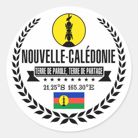 Nieuw-Caledonië Ronde Sticker (Voorkant)