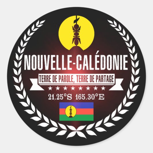 Nieuw-Caledonië Ronde Sticker (Voorkant)