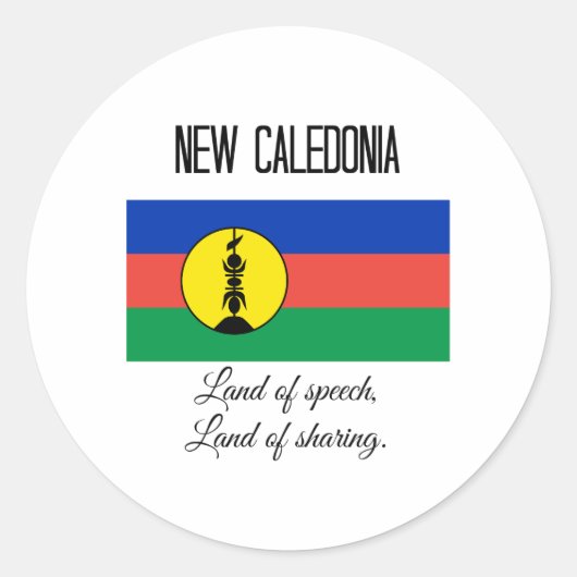 Nieuw-Caledonië, Vlag en Motto Ronde Sticker (Voorkant)