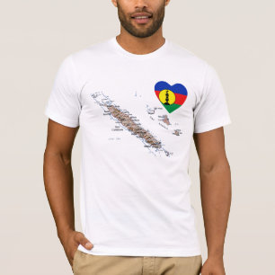 Nieuw-Caledonië Vlag Hart en Kaart T-Shirt
