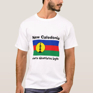 Nieuw-Caledonische Vlag + Kaart + Tekst T-shirt