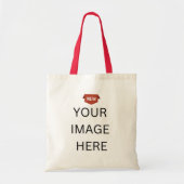 NIEUW! Canvas tas - Herbruikbaar - Rood handvat -  (Voorkant)