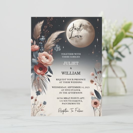 Nieuw Casual Hart Niets Fancy Gewoon Liefde Bruilo Kaart (Staand voorkant)