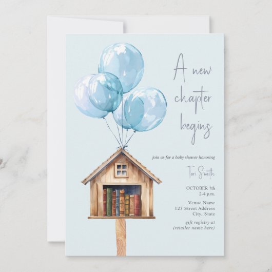 Nieuw Chapter Balloons Library Book Baby shower Bl Kaart (Voorkant)