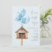 Nieuw Chapter Balloons Library Book Baby shower Bl Kaart (Staand voorkant)