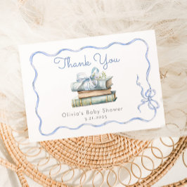 Nieuw Chapter Blue Bow Baby shower Bedankkaart