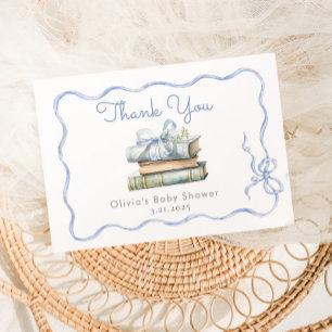 Nieuw Chapter Blue Bow Baby shower Bedankkaart