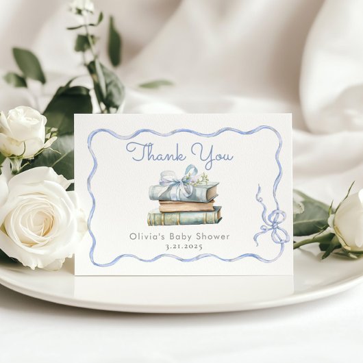 Nieuw Chapter Blue Bow Baby shower Bedankkaart