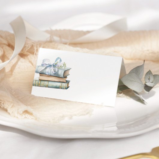 Nieuw Chapter Blue Bow Books Baby shower Plaatskaartje