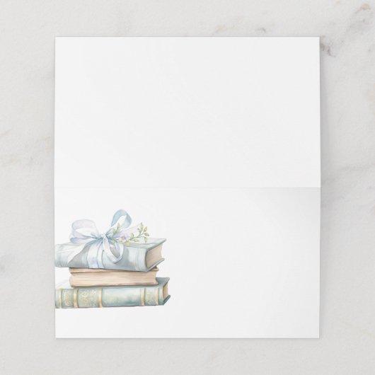 Nieuw Chapter Blue Bow Books Baby shower Plaatskaartje (Buitenkant ongevouwen)