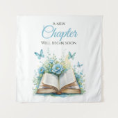 Nieuw Chapter Blue Brunch Boek Baby shower Achterg Wandkleed (Voorkant)