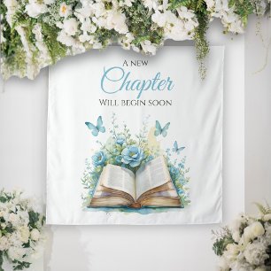 Nieuw Chapter Blue Brunch Boek Baby shower Achterg Wandkleed