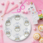 Nieuw Chapter Blue lint Bow  baby shower Papieren Bordje (Feest)