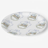 Nieuw Chapter Blue lint Bow  baby shower Papieren Bordje (Gekanteld)