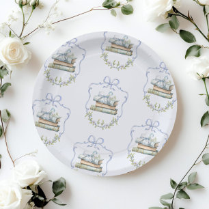 Nieuw Chapter Blue lint Bow  baby shower Papieren Bordje